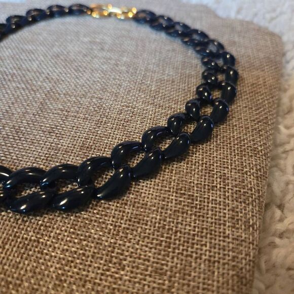 Vintage Napier Navy Blue Metal Chain Link Necklace - Picture 2 of 8